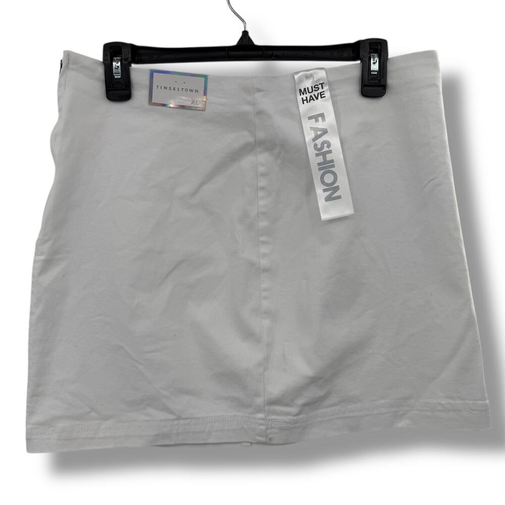 NEW Tinseltown White Skirt Size XL Short Cotton Stretch Mini FLAW